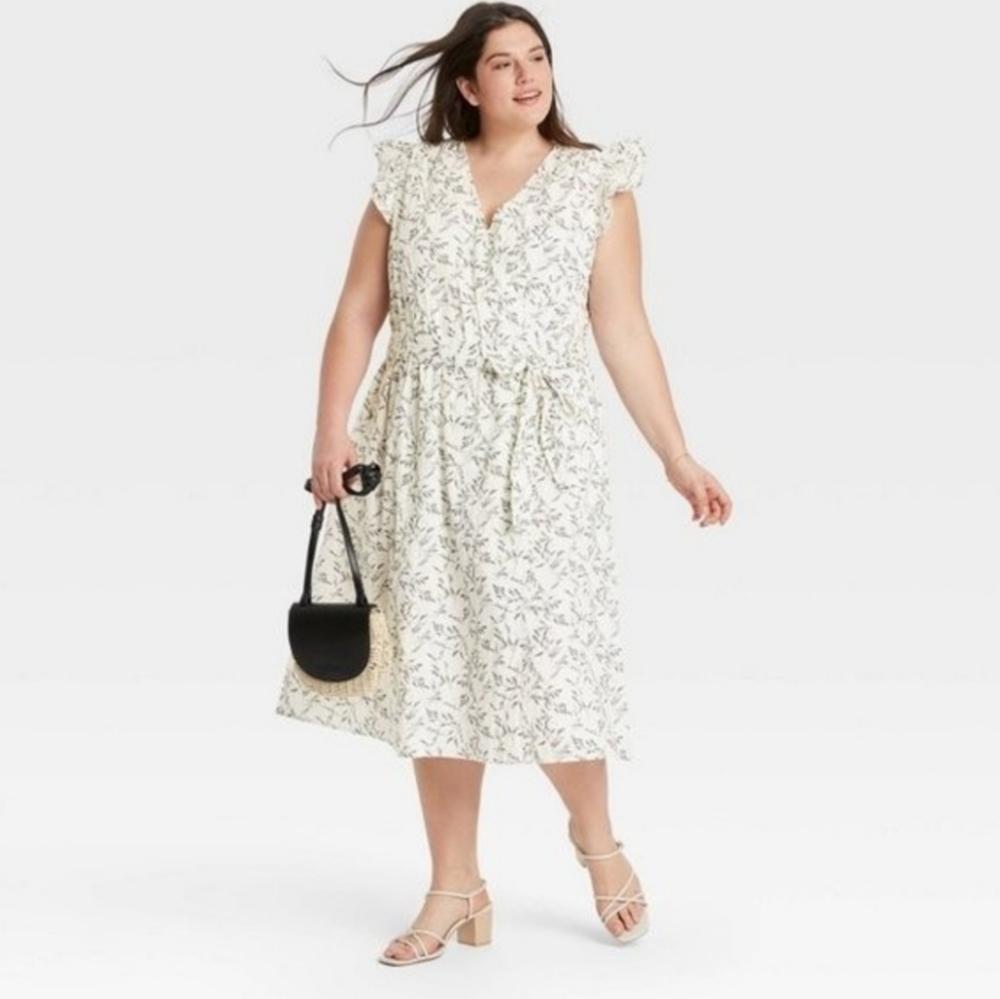 A New Day Floral Ruffle Short Sleeve Wrap Dress